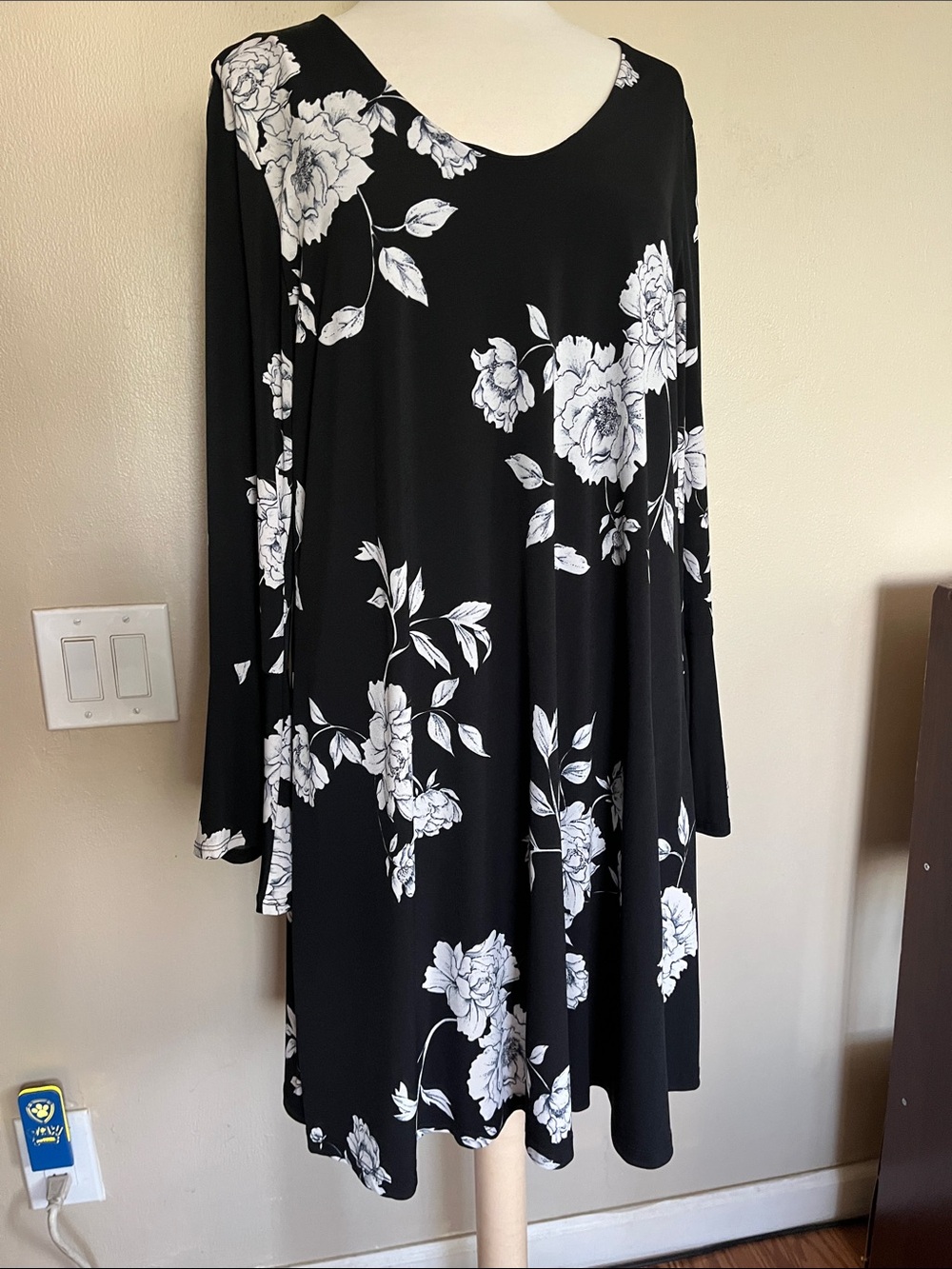 Karen Kane Black Dress with White Floral Print